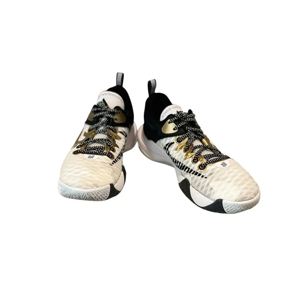 Nike Giannis Immortality Championship White Black Metallic Gold Men’s Size 10